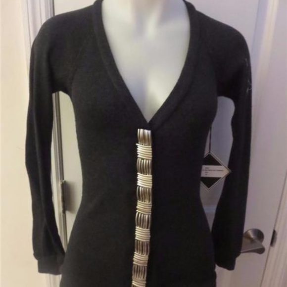 NWT VIVA VENA GRAY BUTTON DOWN CARDIGAN SWEATER XS - Picture 1 of 5